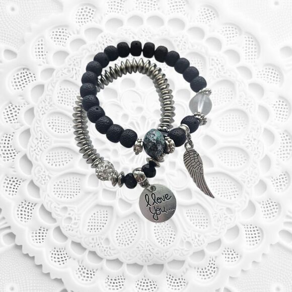 Jewelry - 2/$10 Silver and Black Charm Bracelets Must Bundle For This Price
